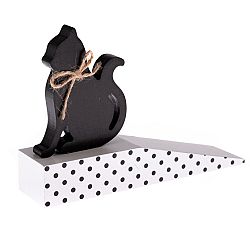 Drevená dverná zarážka s mačkou, čierna bodka, 17,5 x 10 x 4 cm