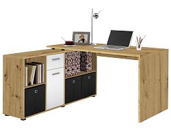 Písací stôl s regálom Lex, dub artisan/biely%