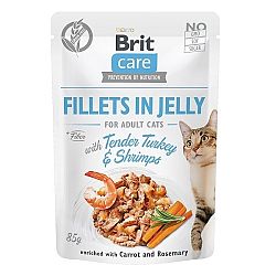 Brit Kapsička Care Cat Fillets In Jelly With Tender Turkey & Shrimps 85g